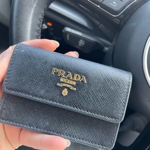 Black Prada Flap Card Holder